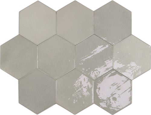 Wow Zellige Hexa wandtegel Grey glans 10,8 x 12,4 cm