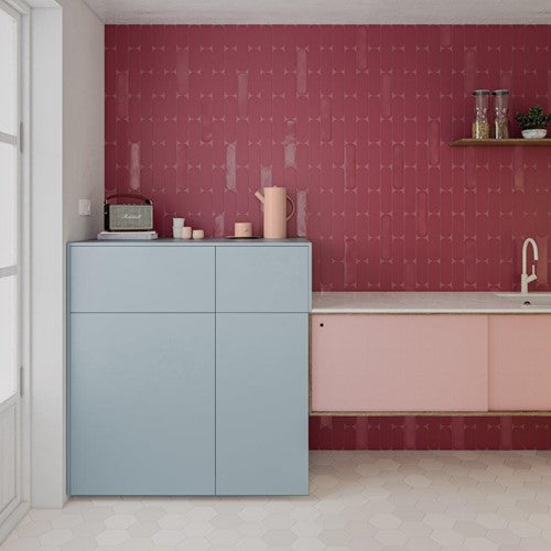 Wow Grace Oval wandtegel Berry glans 7,5 x 30 cm