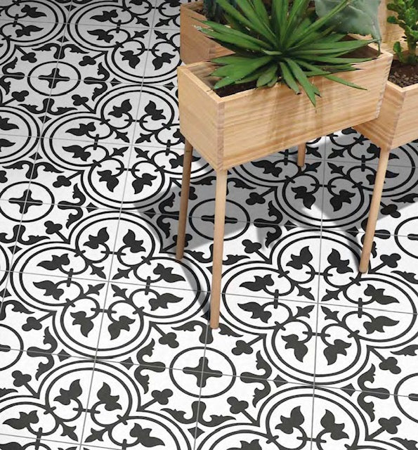 Xclusive Black & White vloer- en wandtegel decor Liberty 20,5 x 20,5 cm
