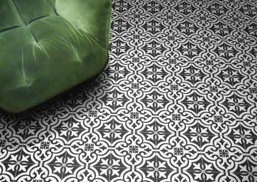Xclusive Black & White vloer- en wandtegel decor Garden 20,5 x 20,5 cm