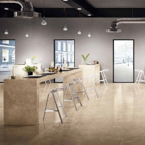Keope Elements Lux Crema Beige gepolijst Slab 120 x 278 cm