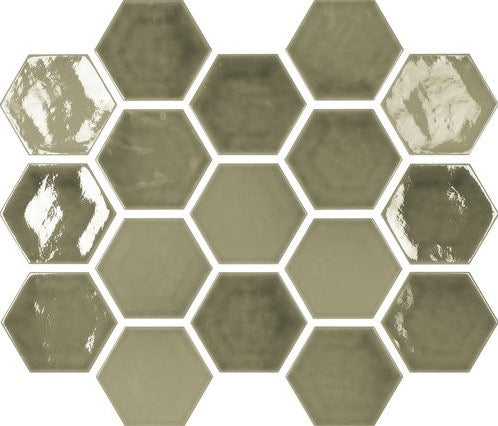 Memories Dawn Victorian Green Crackled hexagon wandtegel 12 x 13 cm