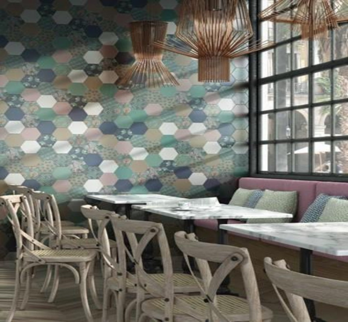 Marrakech Good Vibes vloer- en wandtegel decor hexagon 14 x 16 cm