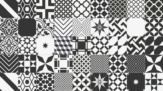 Xclusive Black & White vloer- en wandtegel decor mix 20,5 x 20,5 cm