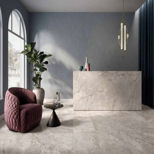 Keope Elements Lux Silver Grey gepolijst Slab 120 x 278 cm