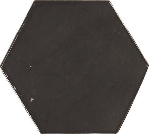 Wow Zellige Hexa wandtegel Graphite glans 10,8 x 12,4 cm